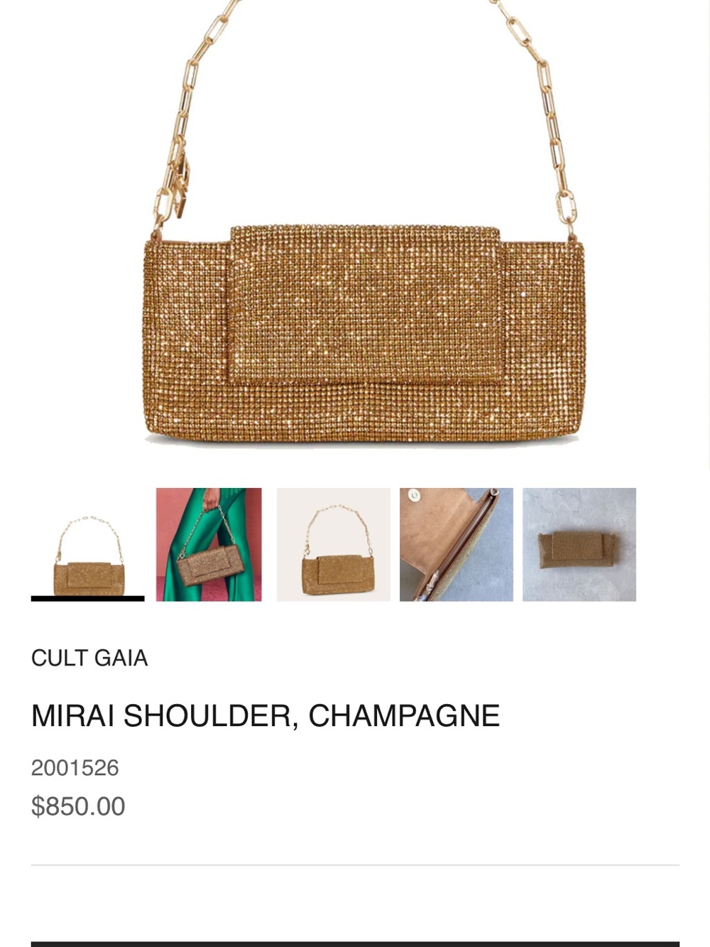 Cult Gaia Gold Crystal-Embellished Shoulder Bag - Picture 2 of 14